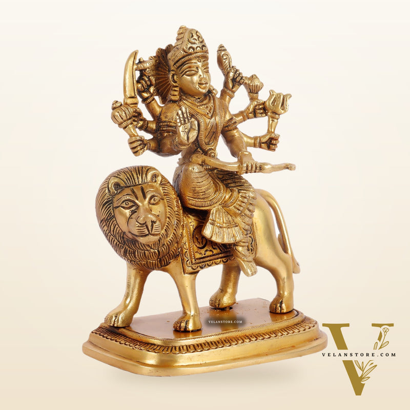 Beautiful Brass Durga Statue 7 Inch | Devi Durga Sculpture | BudhShiv