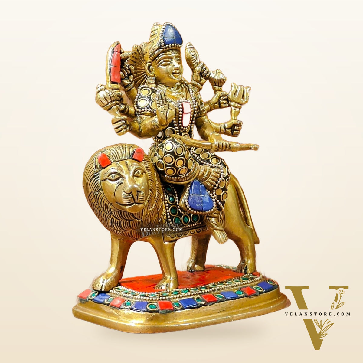Beautiful Brass Durga Statue 7 Inch | Devi Durga Sculpture | Stonework