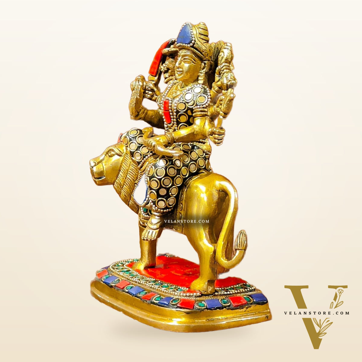Beautiful Brass Durga Statue 7 Inch | Devi Durga Sculpture | Stonework