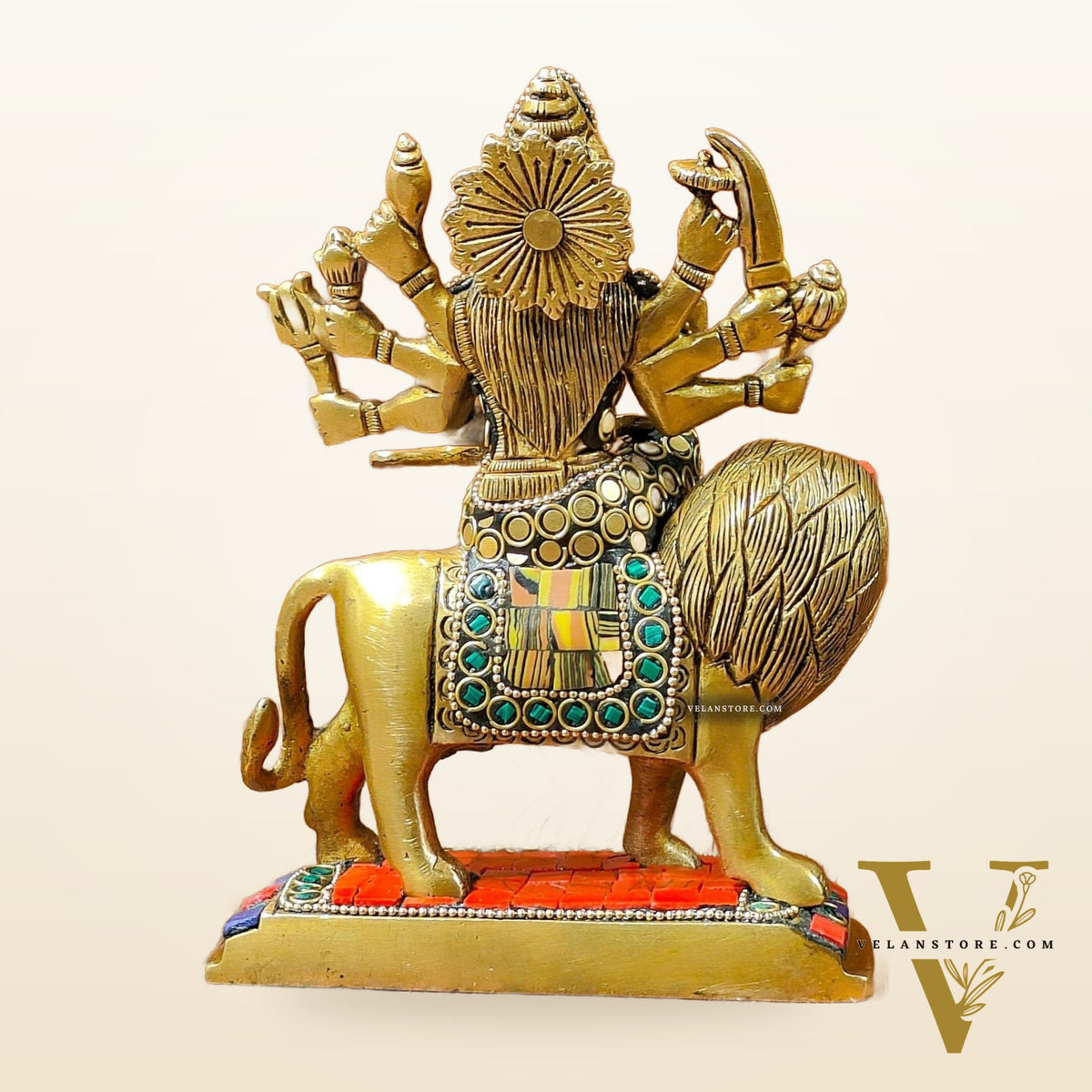Beautiful Brass Durga Statue 7 Inch | Devi Durga Sculpture | Stonework