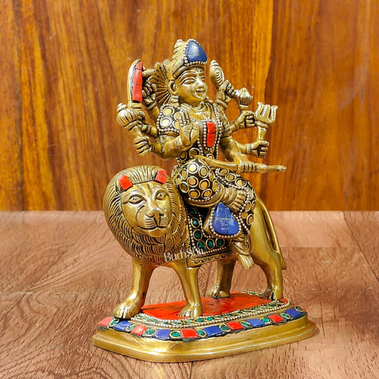 Beautiful Brass Durga Statue 7 Inch | Devi Durga Sculpture | Stonework