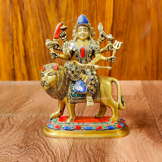 Beautiful Brass Durga Statue 7 Inch | Devi Durga Sculpture | Stonework