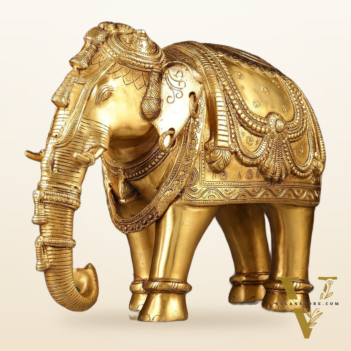 Beautiful Brass Elephant Statue 12.5"