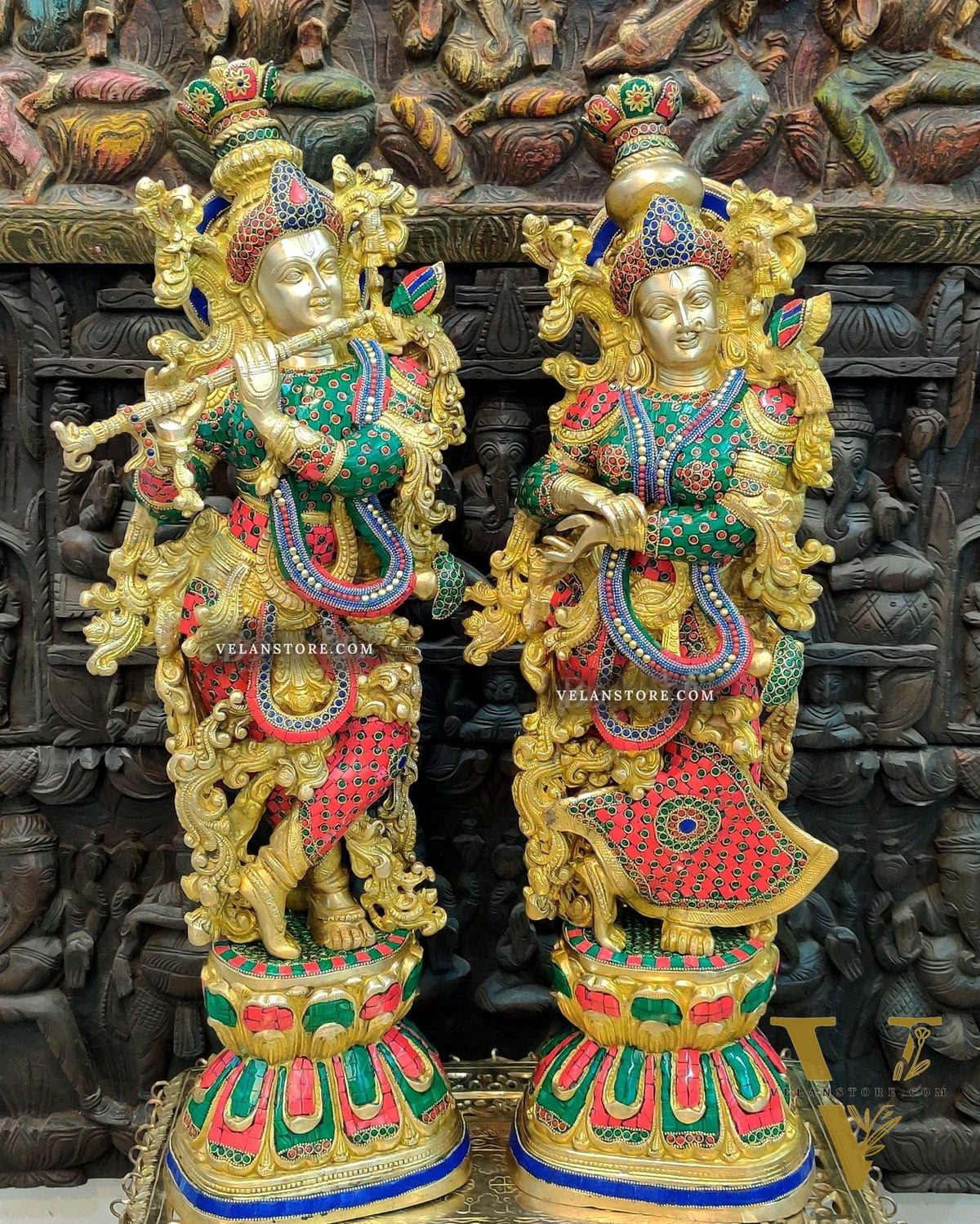 Beautiful Brass Handmade Radha krishna Idols 30"