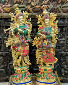 Beautiful Brass Handmade Radha krishna Idols 30"