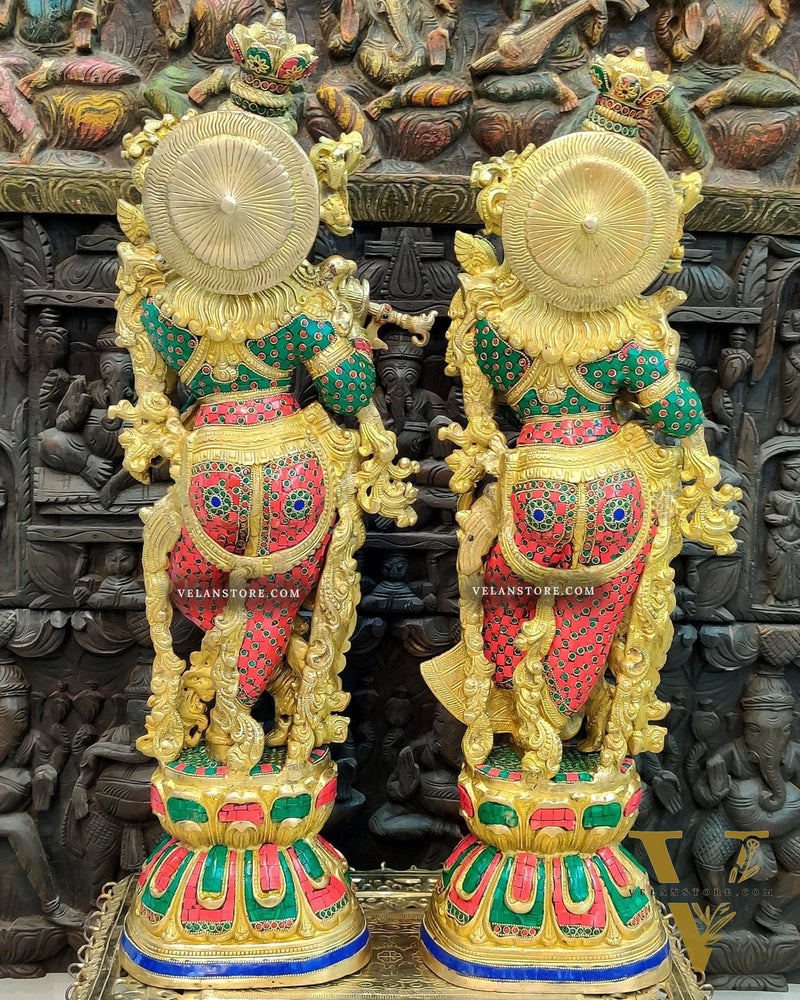 Beautiful Brass Handmade Radha krishna Idols 30"