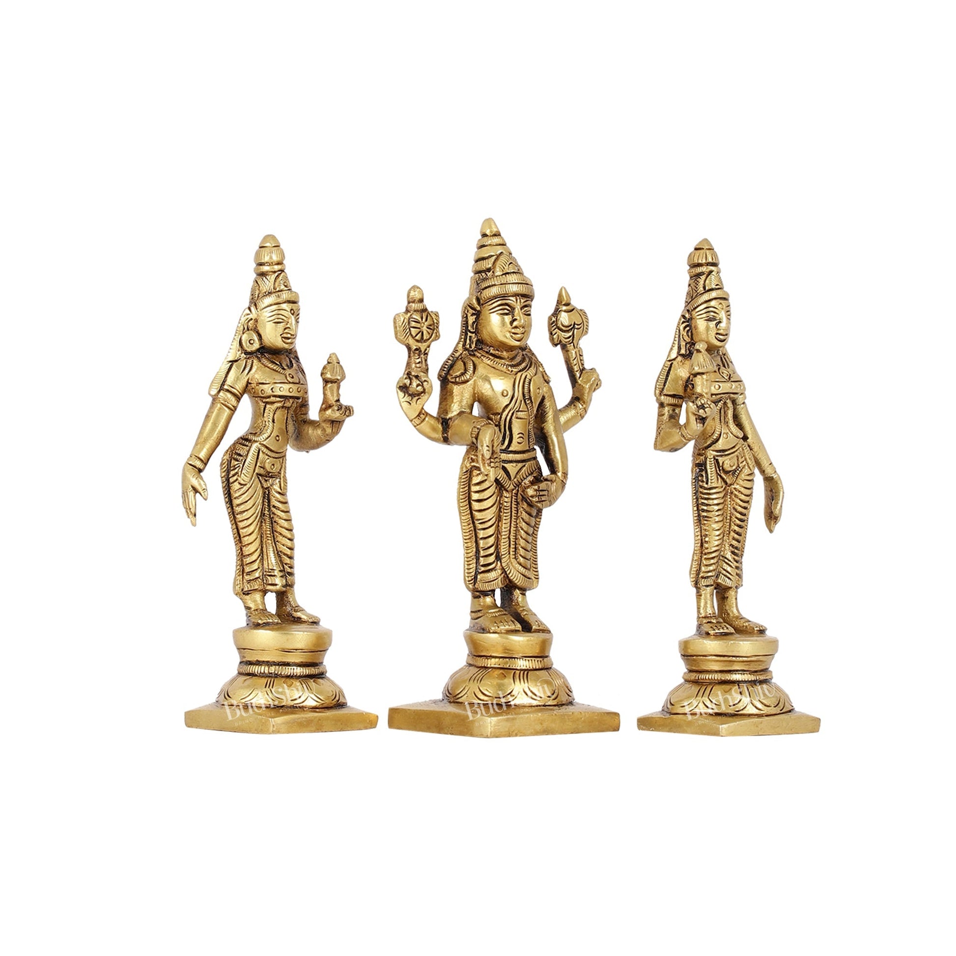 Beautiful Brass Lord Balaji Statue with Bhudevi and Sridevi | 5" Height