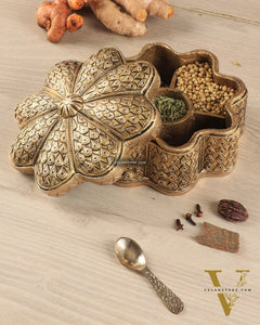 Beautiful Brass Multipurpose Masala, Jewellery, Treasure Box 8.5"