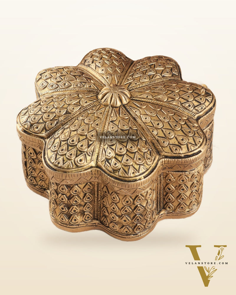 Beautiful Brass Multipurpose Masala, Jewellery, Treasure Box 8.5"