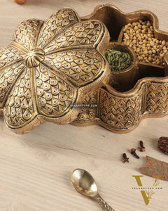 Beautiful Brass Multipurpose Masala, Jewellery, Treasure Box 8.5"