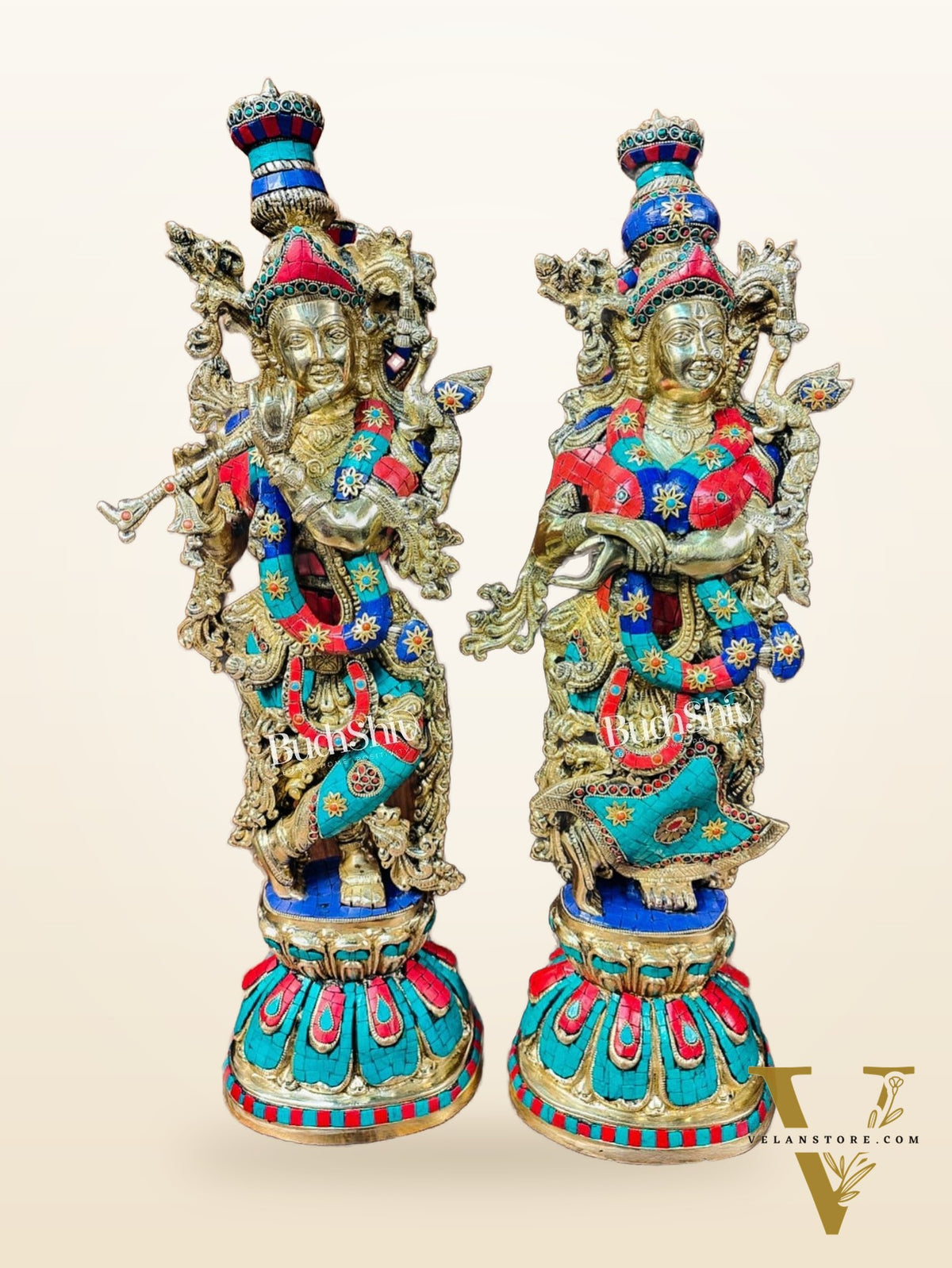 Beautiful Brass Radha Krishna Idol 25 inch