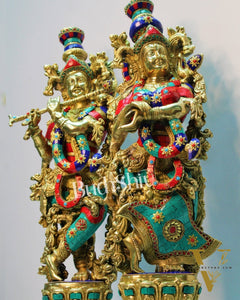 Beautiful Brass Radha Krishna Idol 25 inch