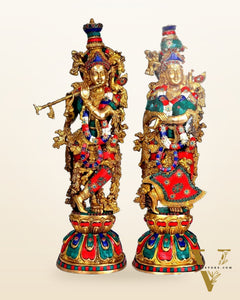 Beautiful Brass Radha Krishna Idol 25 inch