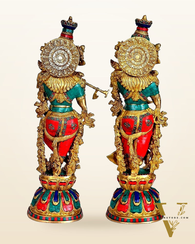 Beautiful Brass Radha Krishna Idol 25 inch