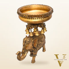 Beautiful Brass Urli with Engraved Elephant | Decorate Your Home with Elegance