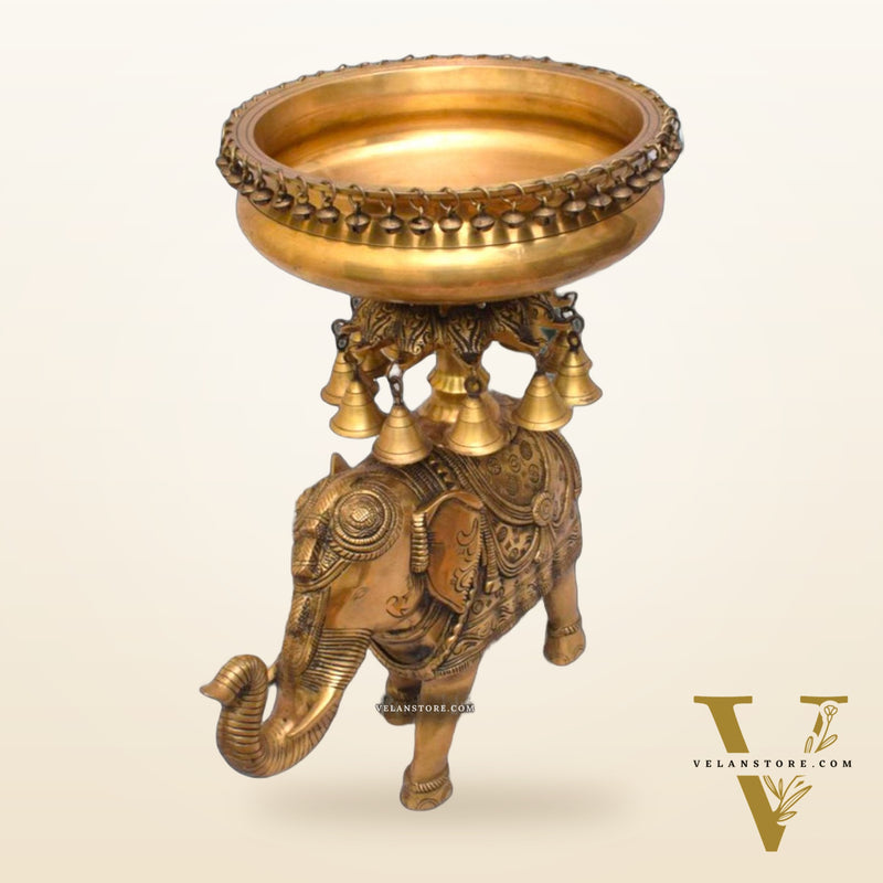 Beautiful Brass Urli with Engraved Elephant | Decorate Your Home with Elegance