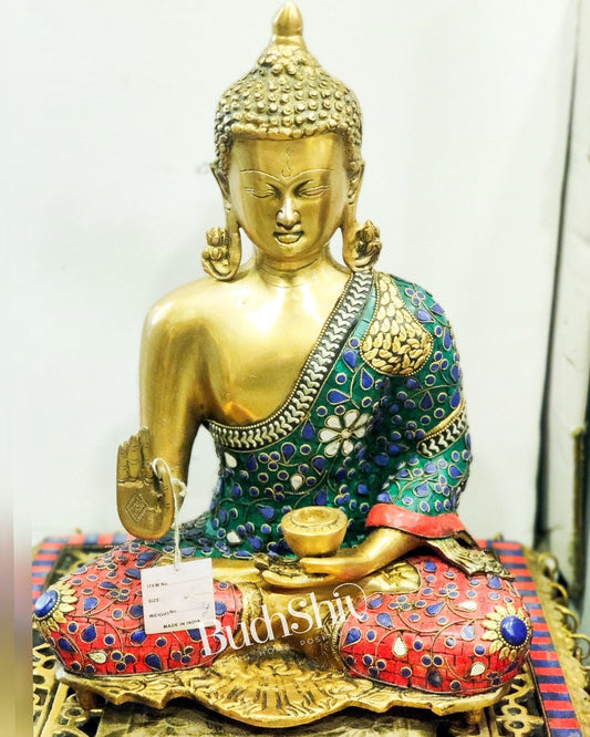 Beautiful Buddha Statue in Abhaya Mudra | Natural Stones | 16"