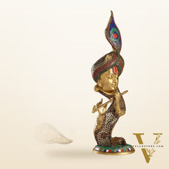 Beautiful Krishna Brass Idol Showpiece 20"