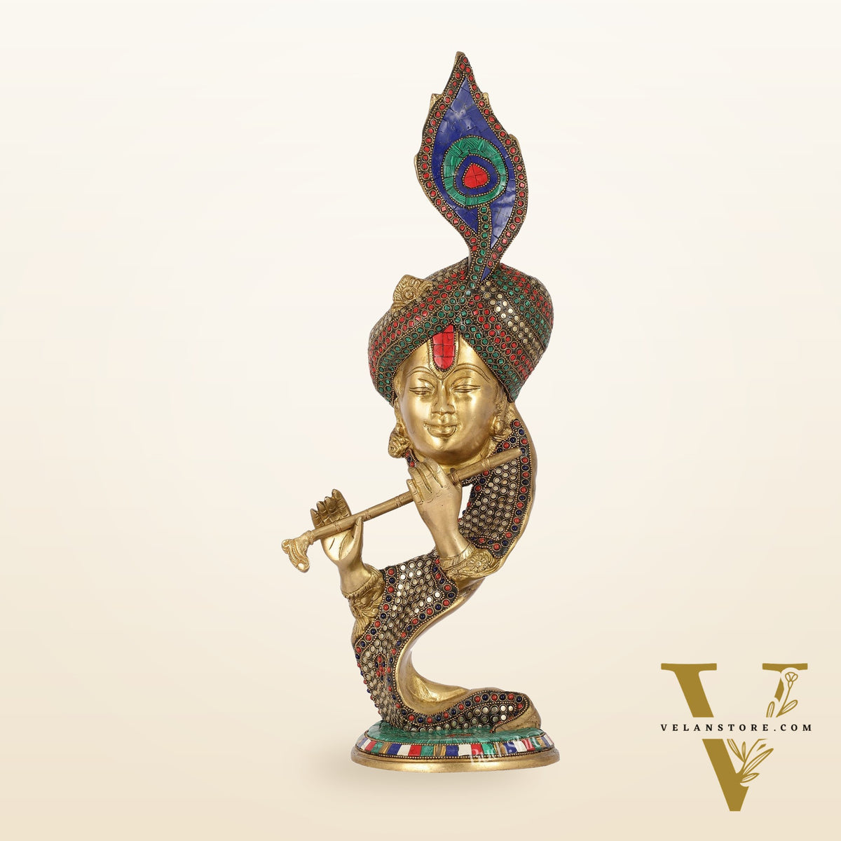 Beautiful Krishna Brass Idol Showpiece 20"
