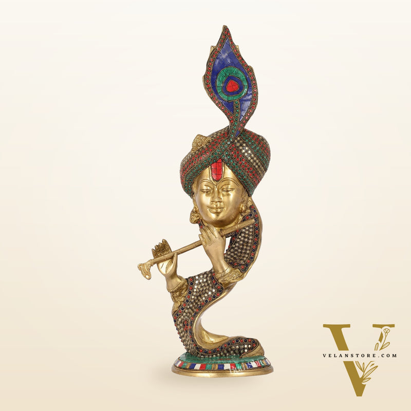Beautiful Krishna Brass Idol Showpiece 20"