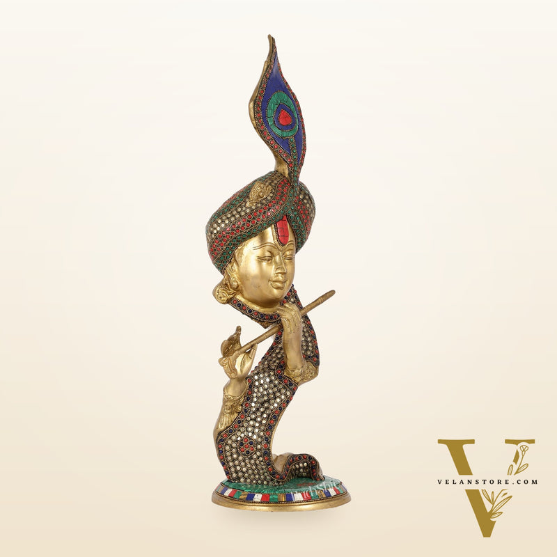 Beautiful Krishna Brass Idol Showpiece 20"