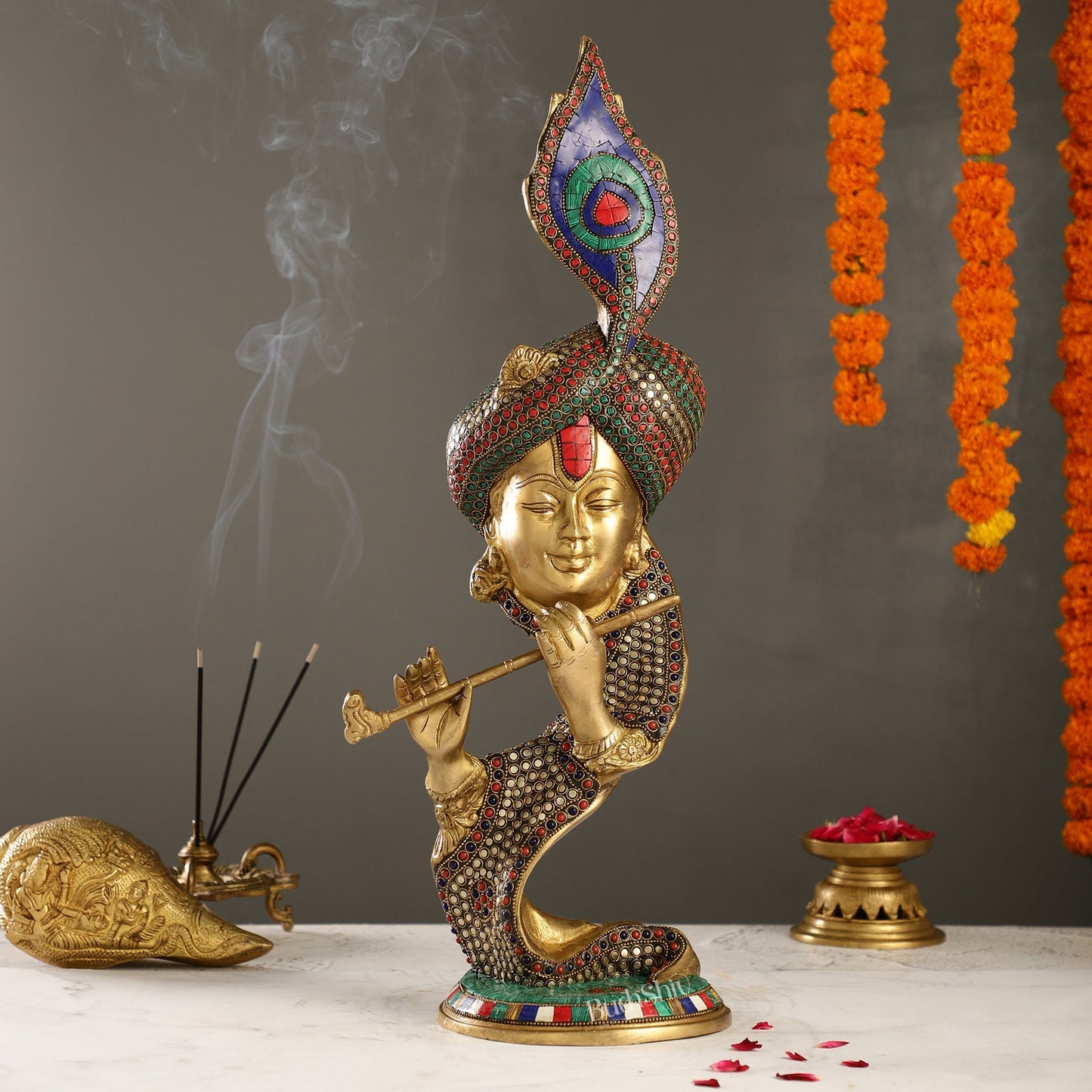Beautiful Krishna Brass Idol Showpiece 20"