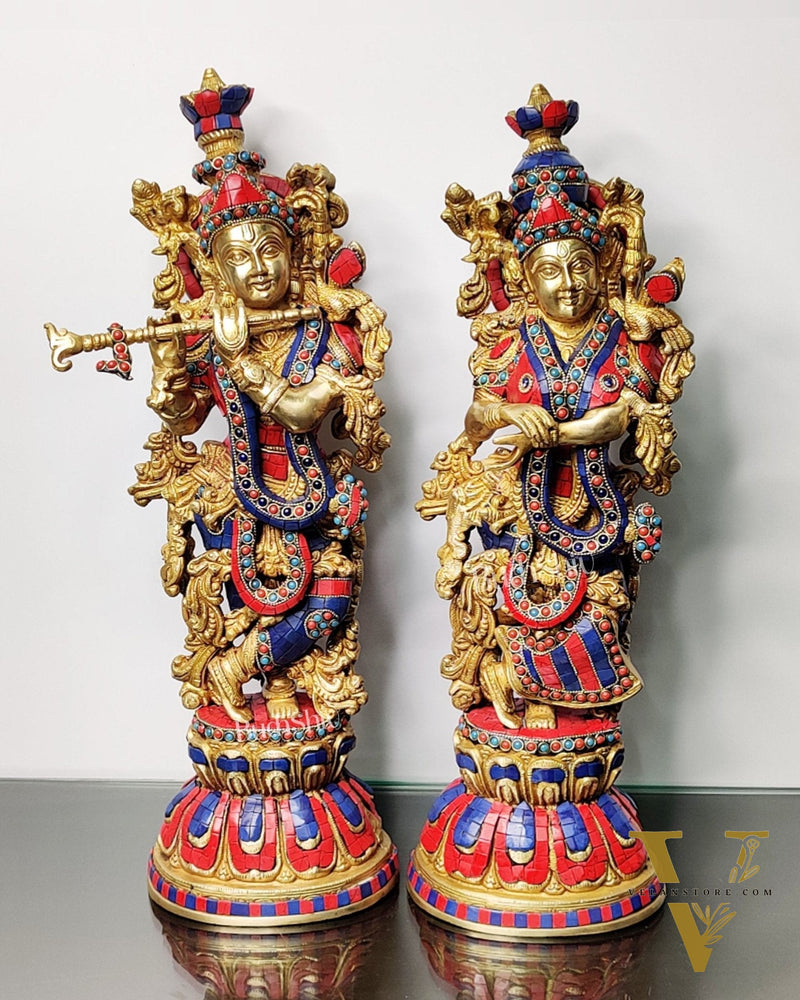 Beautiful Radha Krishna Statues - Perfect Pair - 21 inch