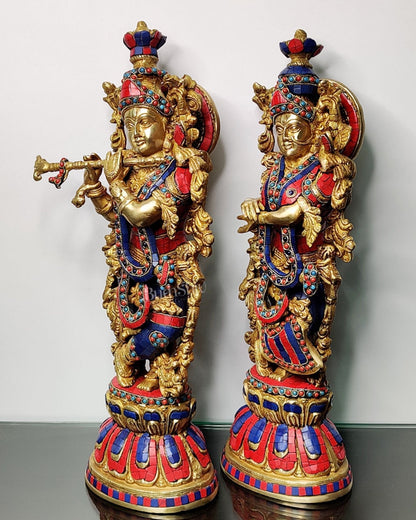 Beautiful Radha Krishna Statues - Perfect Pair - 21 inch