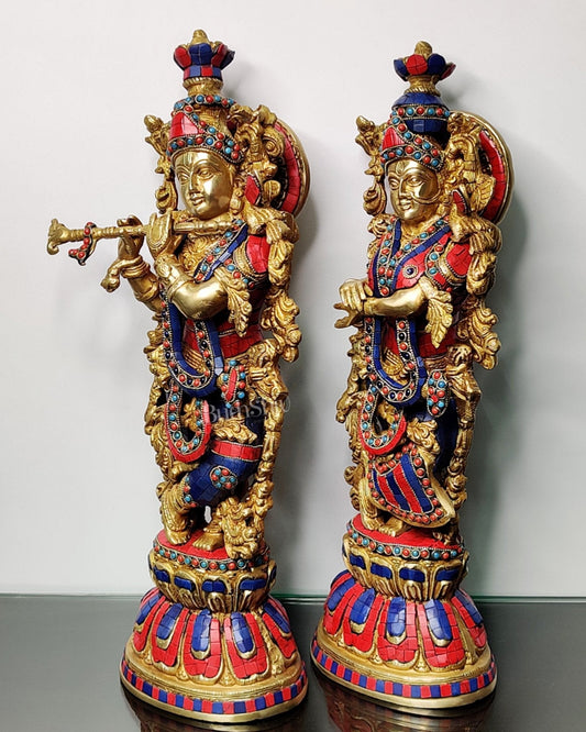 Beautiful Radha Krishna Statues - Perfect Pair - 21 inch