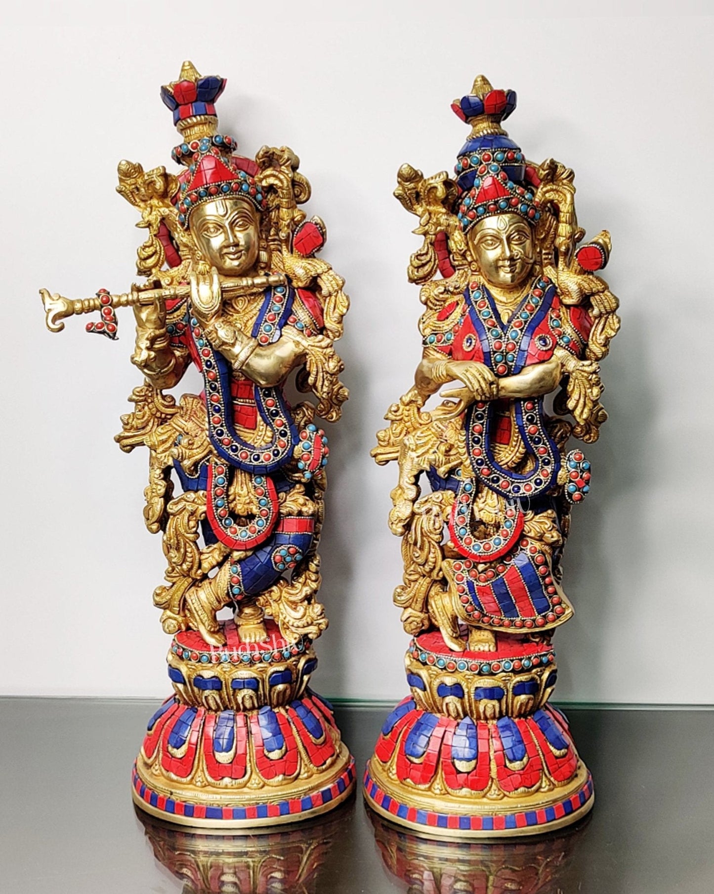 Beautiful Radha Krishna Statues - Perfect Pair - 21 inch