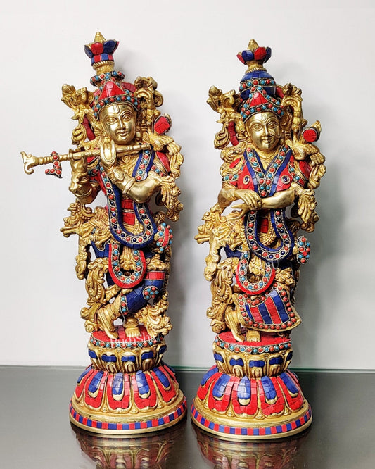Beautiful Radha Krishna Statues - Perfect Pair - 21 inch