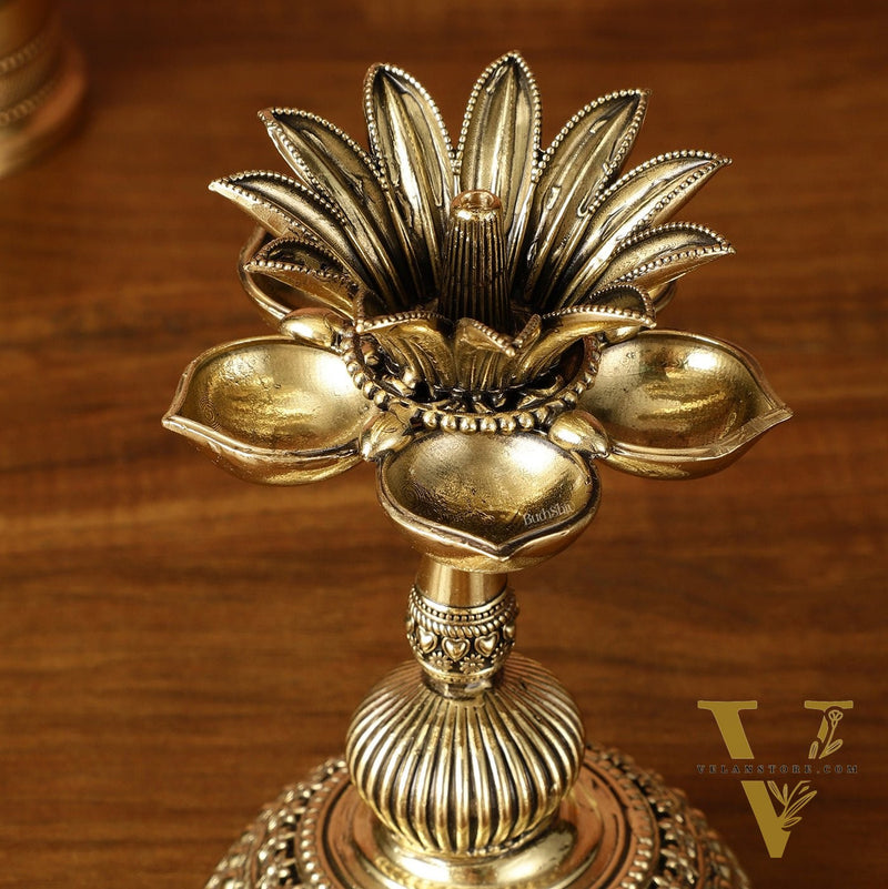 Beautiful Superfine Brass Lotus Oil Lamp Diya | 6 Inch Height