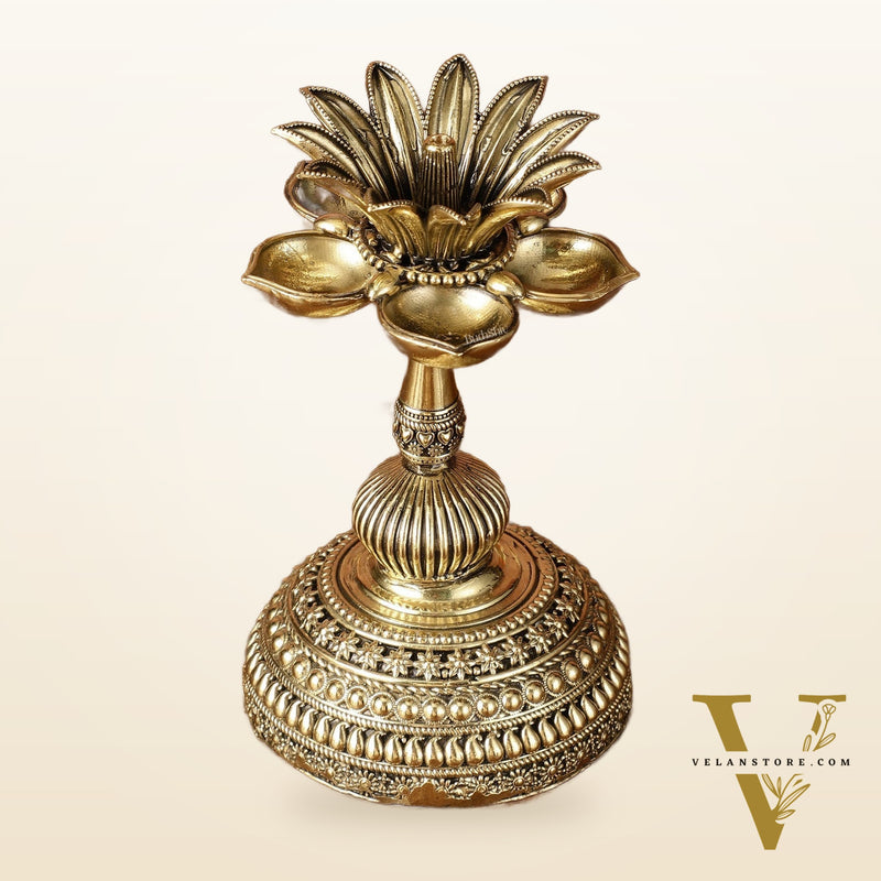 Beautiful Superfine Brass Lotus Oil Lamp Diya | 6 Inch Height
