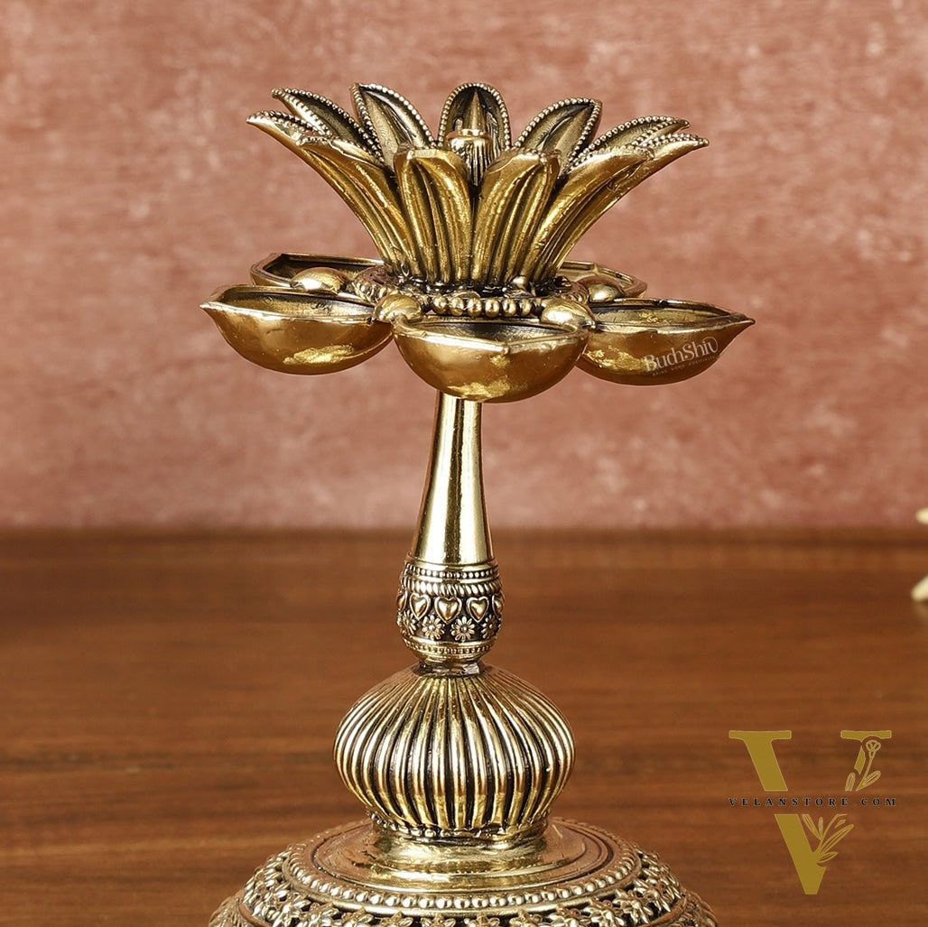 Beautiful Superfine Brass Lotus Oil Lamp Diya | 6 Inch Height