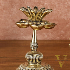Beautiful Superfine Brass Lotus Oil Lamp Diya | 6 Inch Height