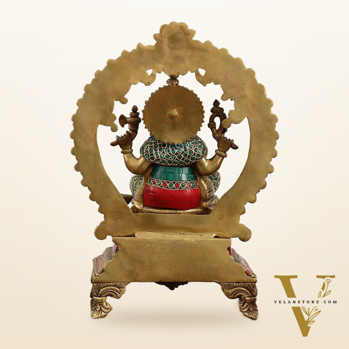Beautifully Handcrafted Ganesha Statue on Throne with Yali Prabhavali 14" Stonework