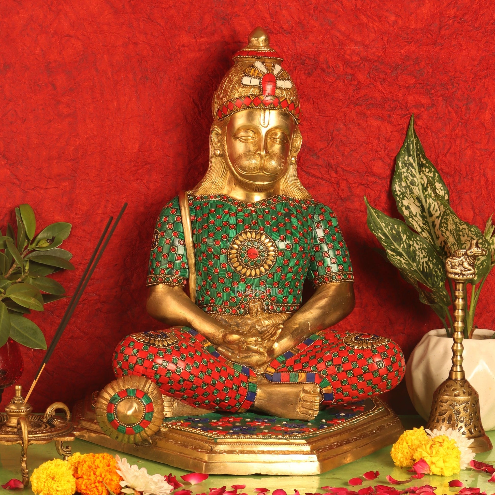 Beautifully Handcrafted Lord Hanuman Statue | Seated in Meditation | 16" Height