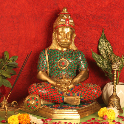 Beautifully Handcrafted Lord Hanuman Statue | Seated in Meditation | 16" Height