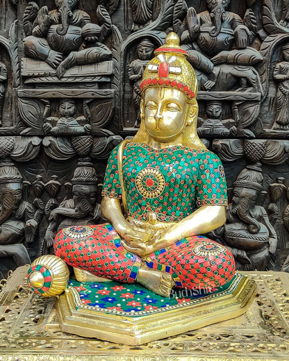 Beautifully Handcrafted Lord Hanuman Statue | Seated in Meditation | 16" Height