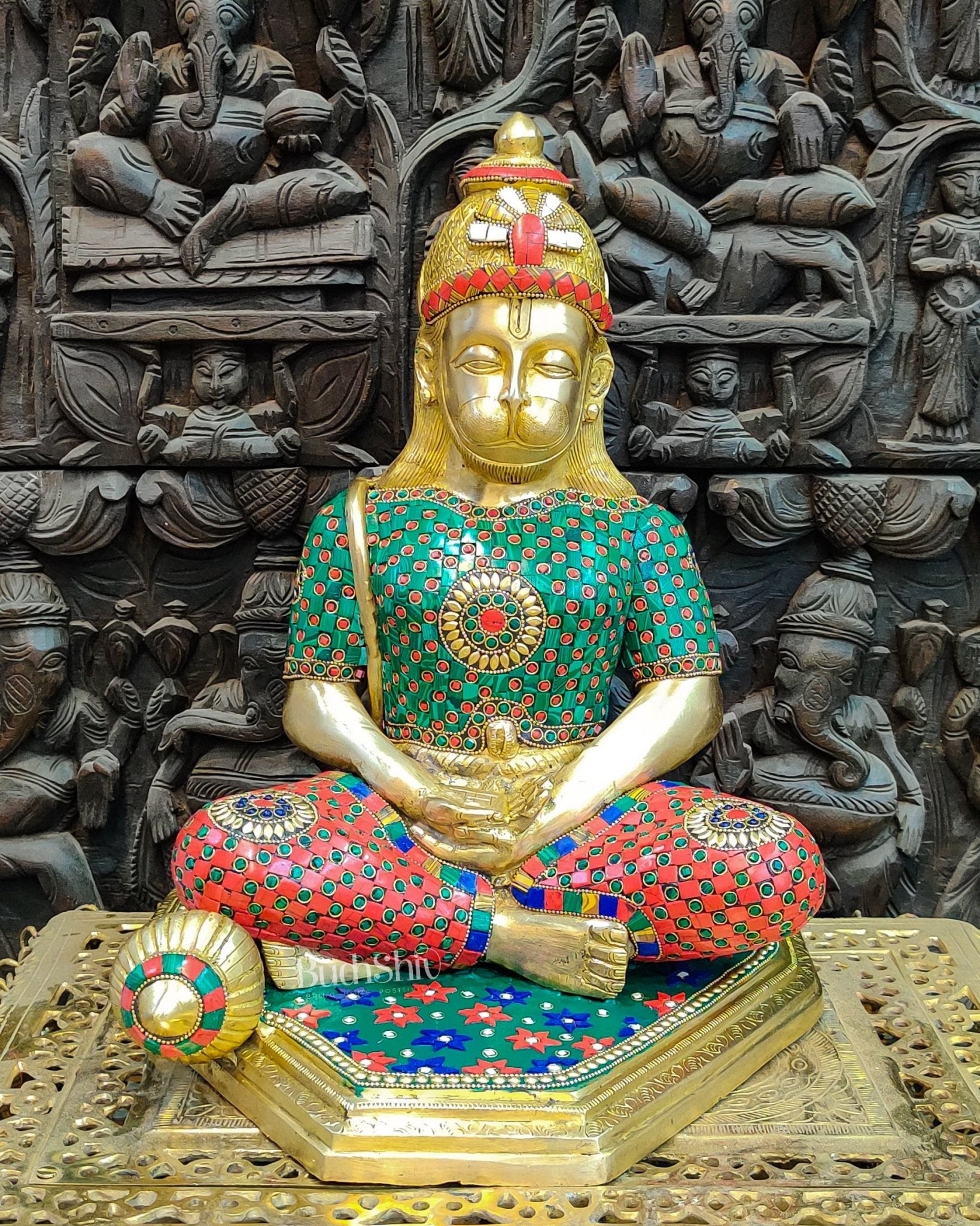 Beautifully Handcrafted Lord Hanuman Statue | Seated in Meditation | 16" Height