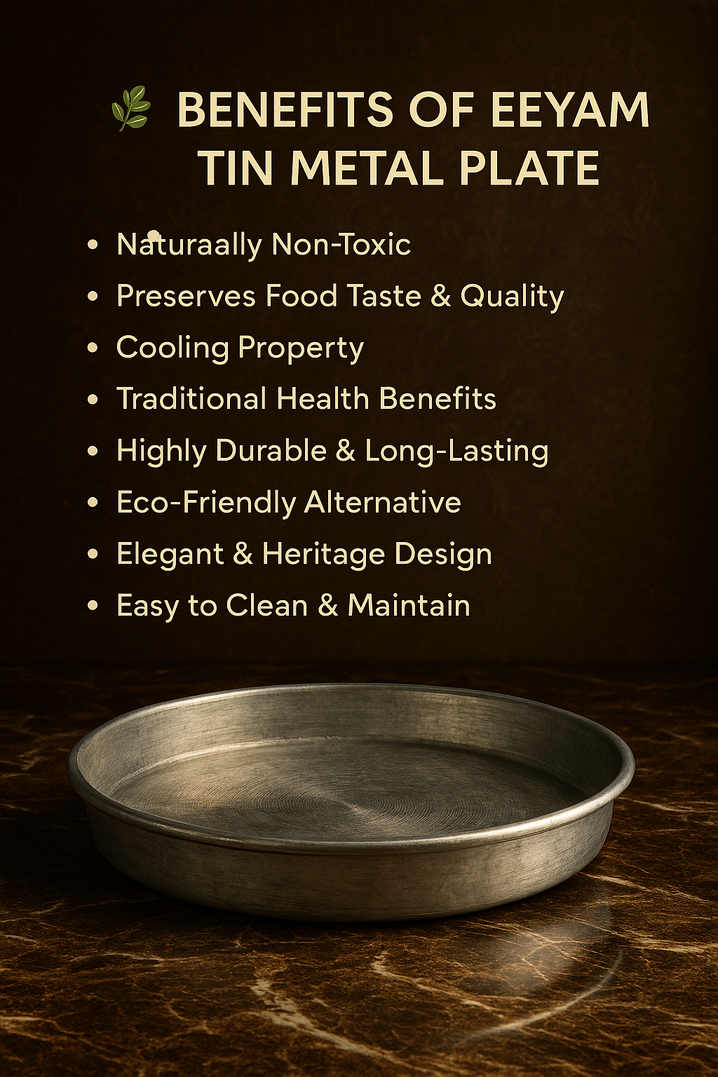 Eeyam (Tin) Plate – Traditional Pure Tin Thattu | 8–12 Inch | Velanstore-5