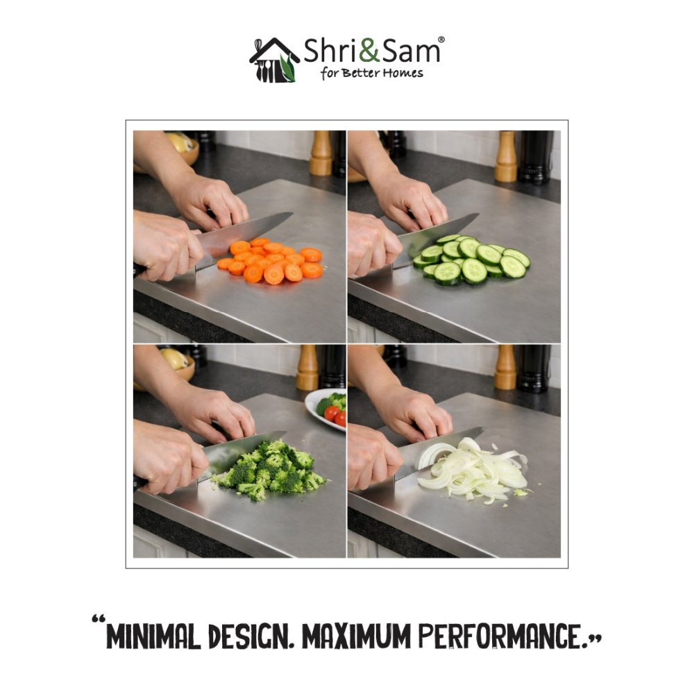Bent Stainless Steel Chopping Board with Easy-Lift Edge