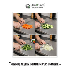 Bent Stainless Steel Chopping Board with Easy-Lift Edge