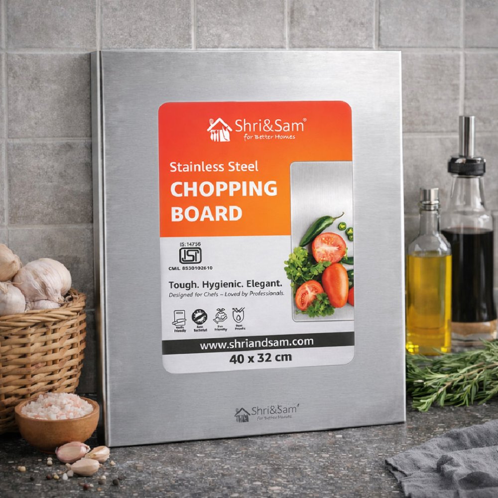 Bent Stainless Steel Chopping Board with Easy-Lift Edge