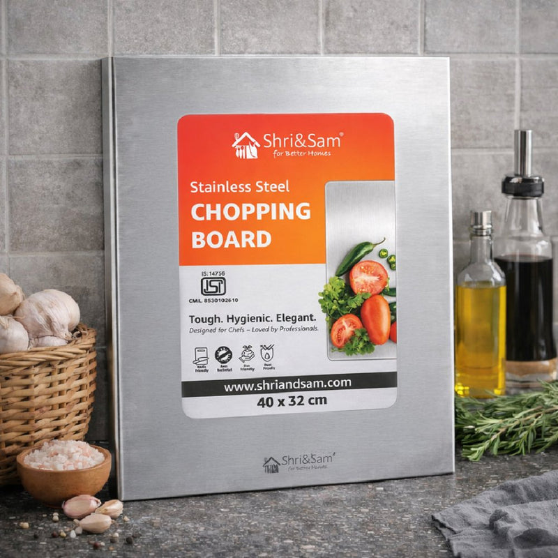 Bent Stainless Steel Chopping Board with Easy-Lift Edge