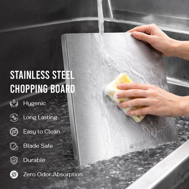 Bent Stainless Steel Chopping Board with Easy-Lift Edge
