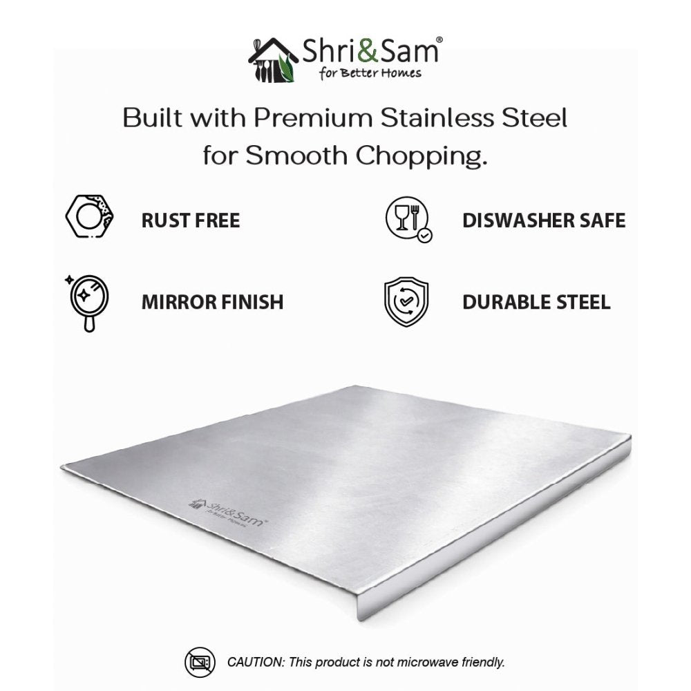 Bent Stainless Steel Chopping Board with Easy-Lift Edge