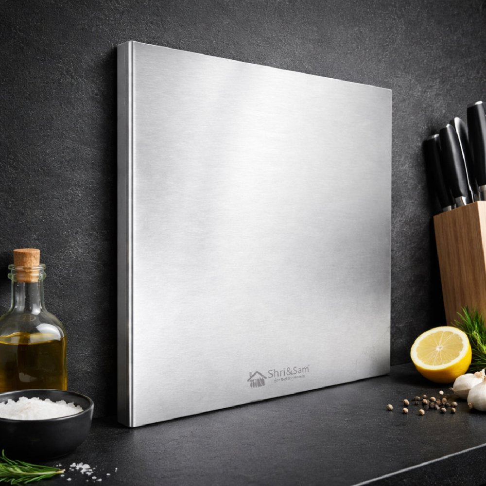 Bent Stainless Steel Chopping Board with Easy-Lift Edge