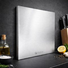 Bent Stainless Steel Chopping Board with Easy-Lift Edge