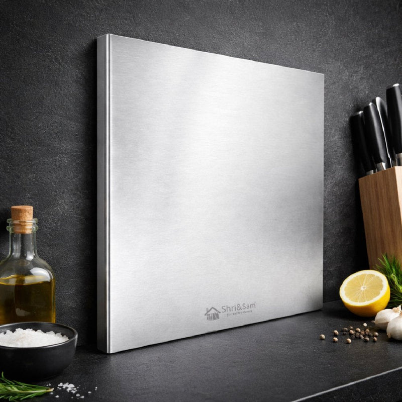 Bent Stainless Steel Chopping Board with Easy-Lift Edge